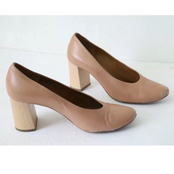CHLOE Harper Nude Beige Leather Block Heels *flaw - Picture 4 of 8